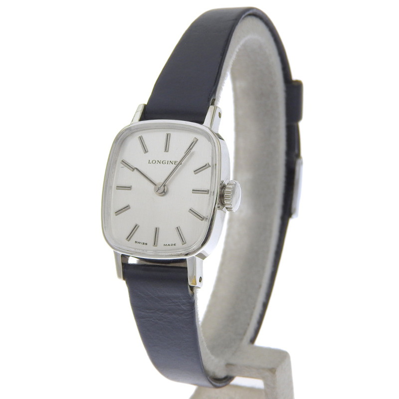 浪琴錶 Cal.5602 精鋼 x 壓花皮革 手動上鍊 指針式 銀色錶盤 女士-1