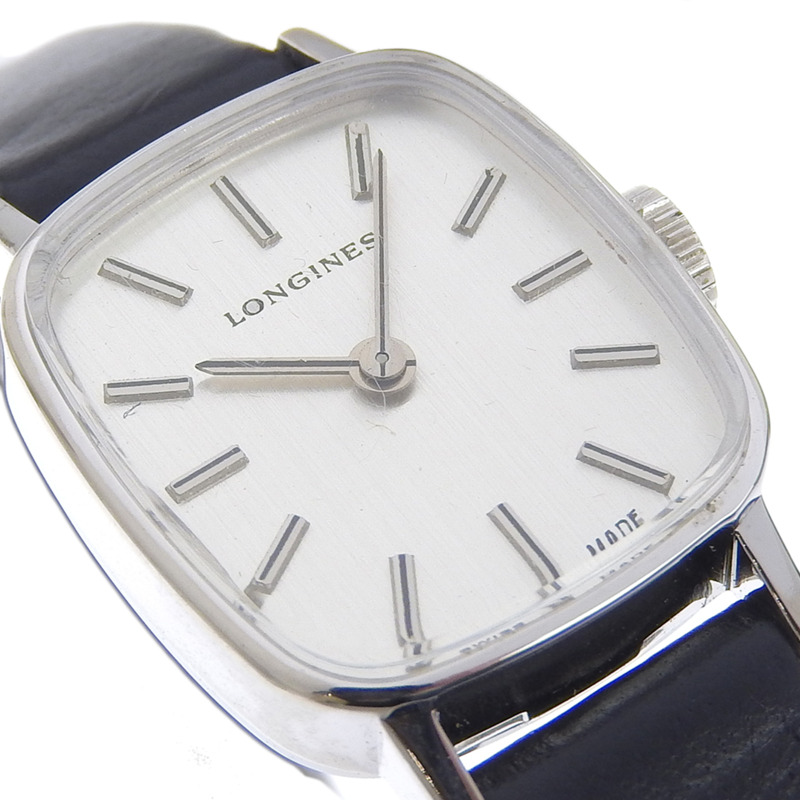 浪琴錶 Cal.5602 精鋼 x 壓花皮革 手動上鍊 指針式 銀色錶盤 女士-2