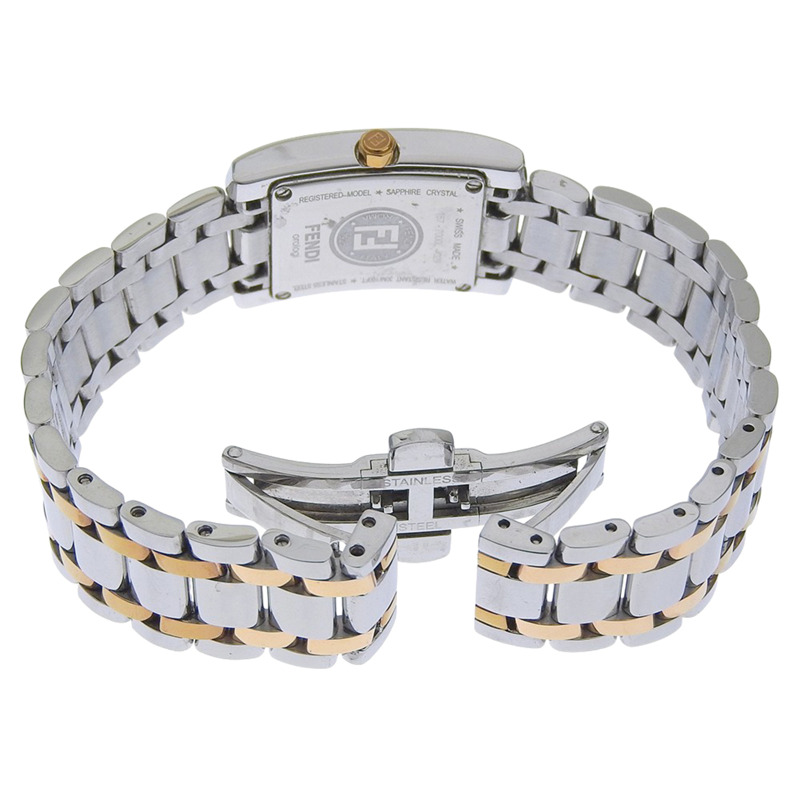 Fendi Olologi 7000L 不鏽鋼石英模擬腕錶，粉紅貝殼錶盤，女款-4