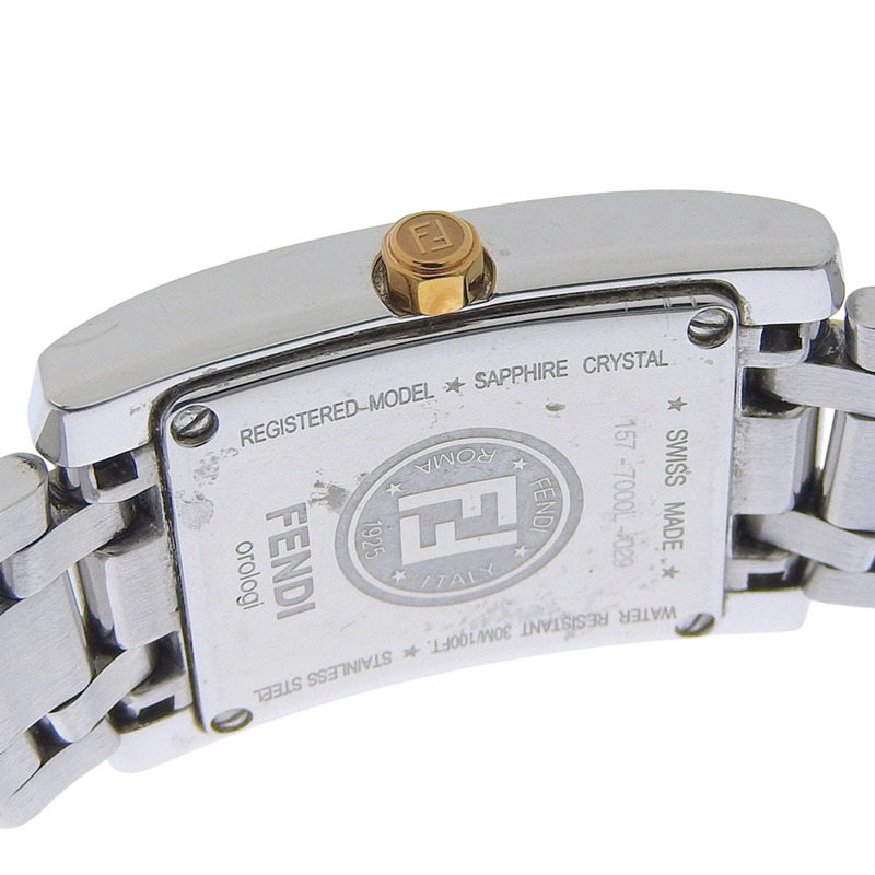 Fendi Olologi 7000L 不鏽鋼石英模擬腕錶，粉紅貝殼錶盤，女款-5