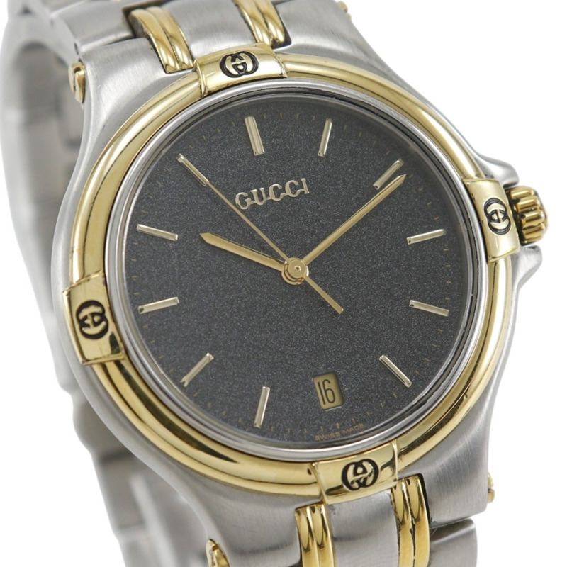 Gucci GUCCI 9040M 男士腕錶，不鏽鋼石英模擬錶殼，黑色錶盤-2