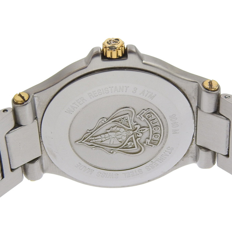 Gucci GUCCI 9040M 男士腕錶，不鏽鋼石英模擬錶殼，黑色錶盤-4