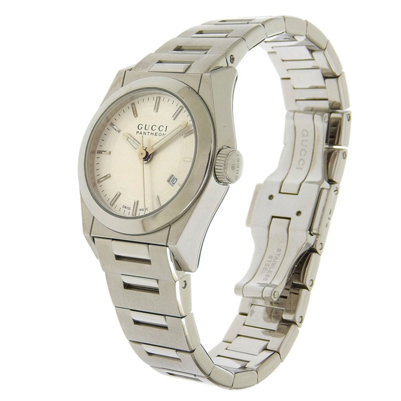 Gucci Pantheon 女士腕錶，115.5毫米不鏽鋼石英模擬銀色錶盤-1