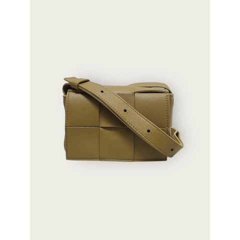 【包稅】BOTTEGA VENETA Aicon棕色編織磁帶斜背包