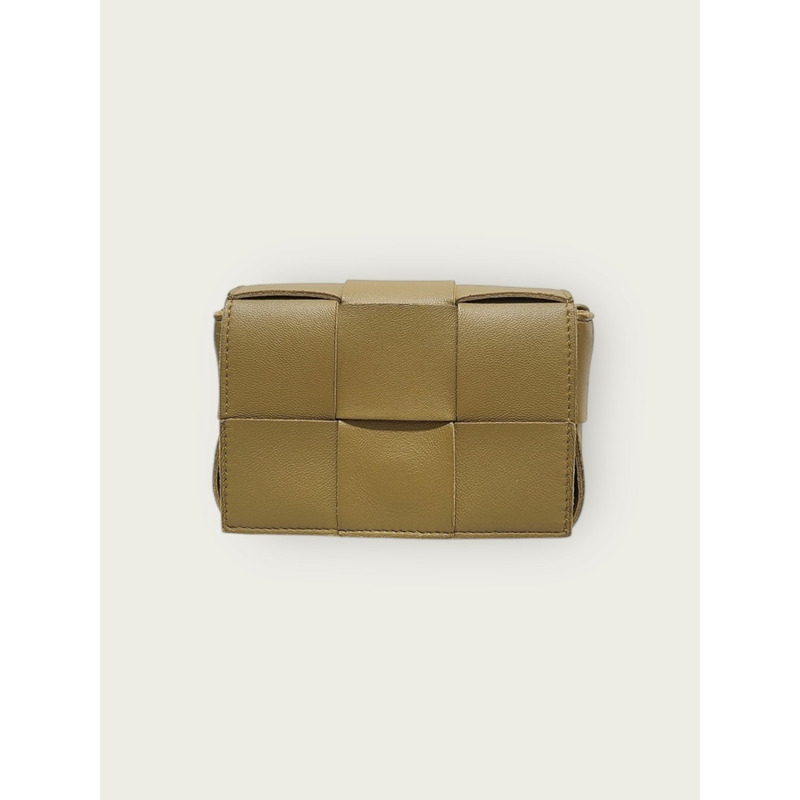 【包稅】BOTTEGA VENETA Aicon棕色編織磁帶斜背包-1