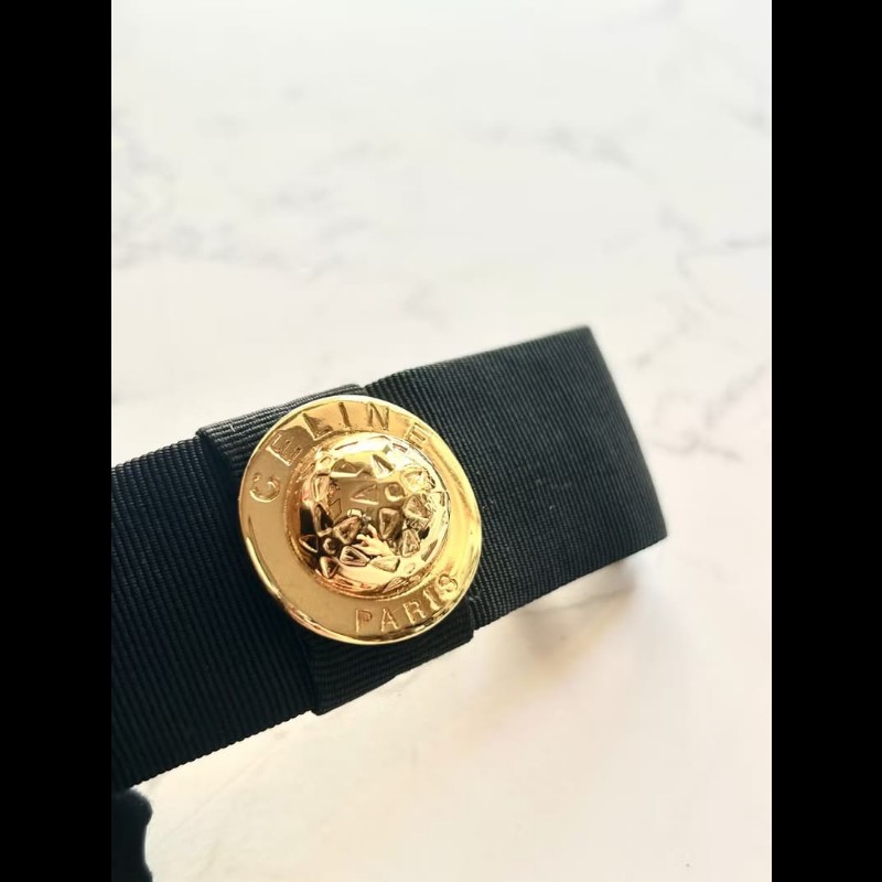 【LA LUNE】稀有中古 Celine 黑金色立體星球 髮夾 頭飾 復古 古董飾品配件-0