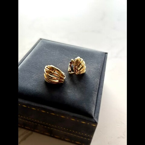 【LA LUNE】中古Dior 金色螺旋貝殼復古耳環 耳夾 首飾飾品 二手 古董 禮物