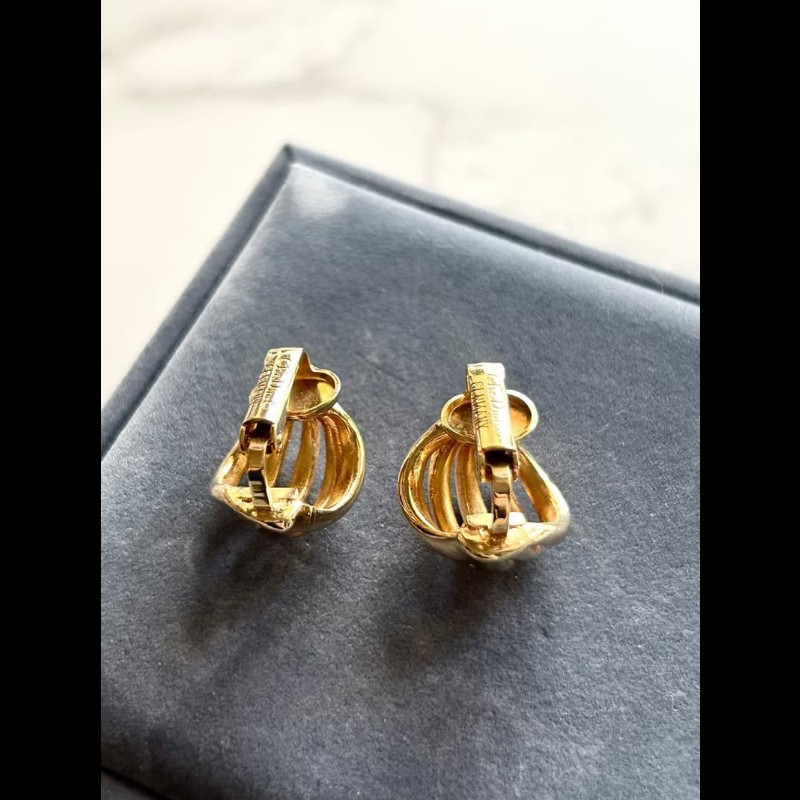 【LA LUNE】中古Dior 金色螺旋貝殼復古耳環 耳夾 首飾飾品 二手 古董 禮物-1