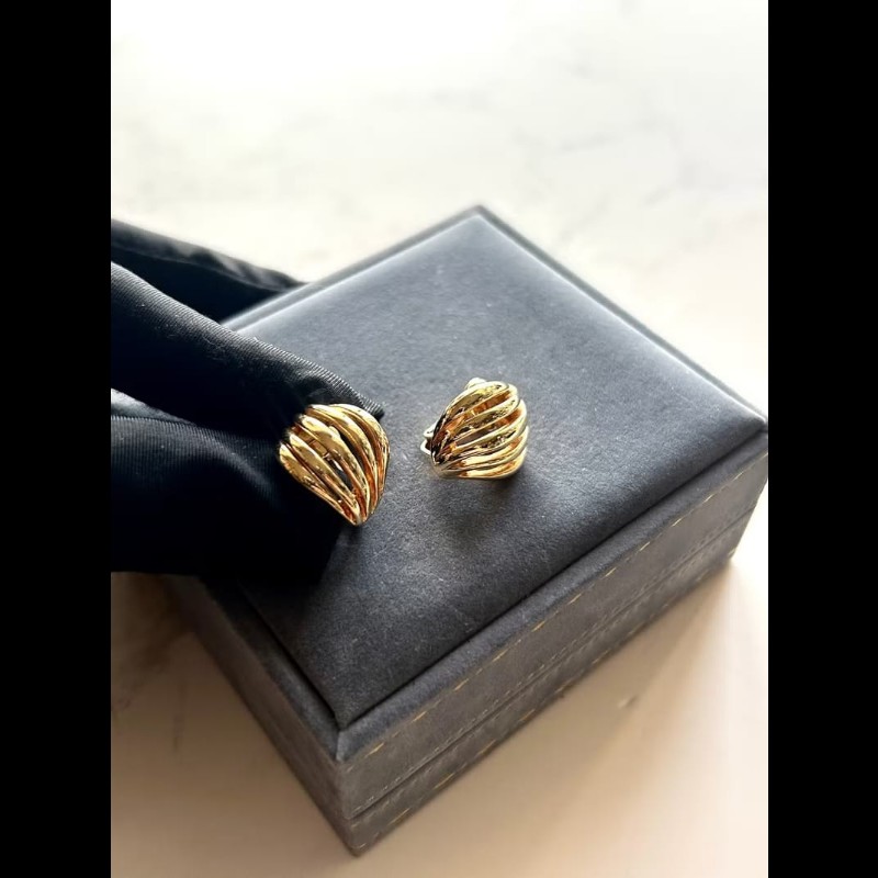 【LA LUNE】中古Dior 金色螺旋貝殼復古耳環 耳夾 首飾飾品 二手 古董 禮物-3