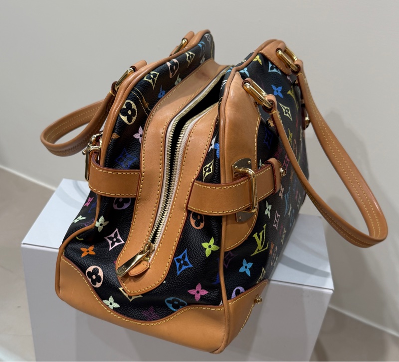 LV黑三彩元寶手提腋下托特包-3