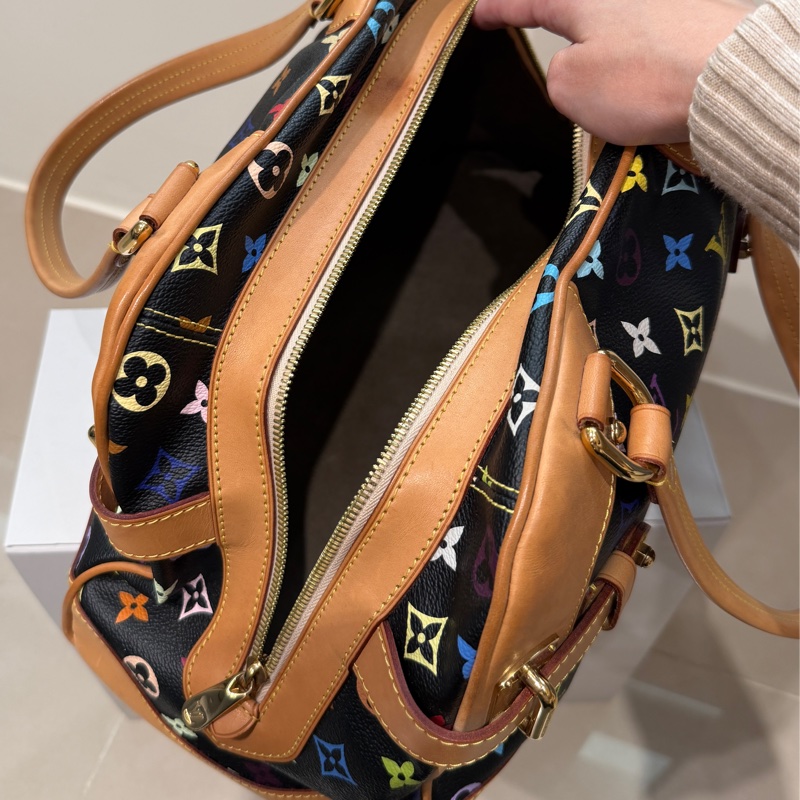 LV黑三彩元寶手提腋下托特包-4