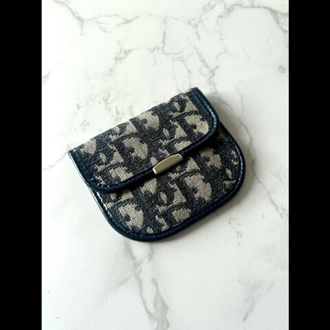 【LA LUNE】古董包 Dior黑藍灰老花錢包 零錢包 耳機收納包 中古包 二手包