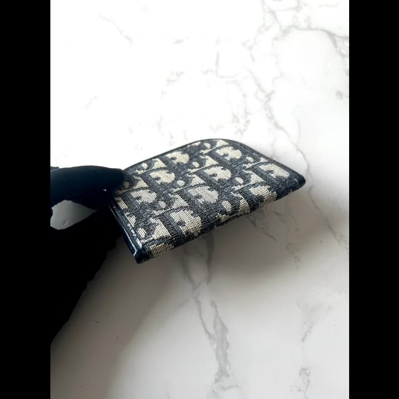 【LA LUNE】古董包 Dior黑藍灰老花錢包 零錢包 耳機收納包 中古包 二手包-1