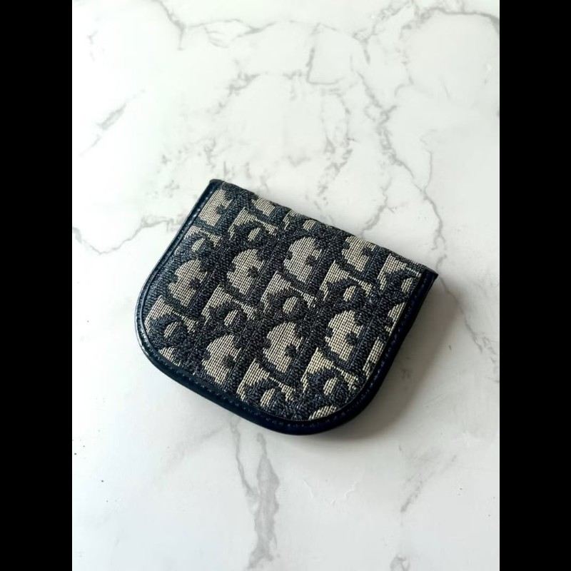 【LA LUNE】古董包 Dior黑藍灰老花錢包 零錢包 耳機收納包 中古包 二手包-3