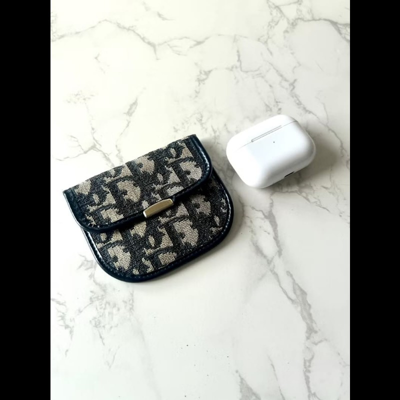 【LA LUNE】古董包 Dior黑藍灰老花錢包 零錢包 耳機收納包 中古包 二手包-6