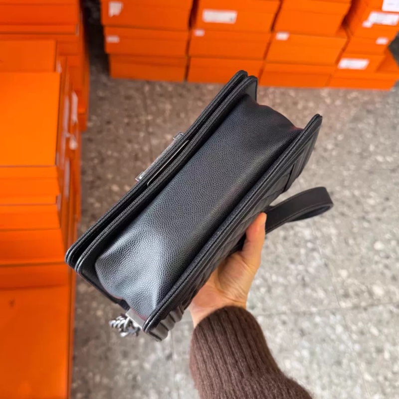 Chanel leboy小號黑銀小號 20cm 芯片款-2