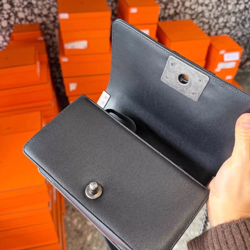 Chanel leboy小號黑銀小號 20cm 芯片款-3