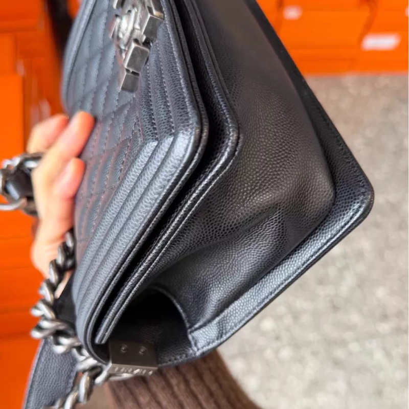 Chanel leboy小號黑銀小號 20cm 芯片款-4