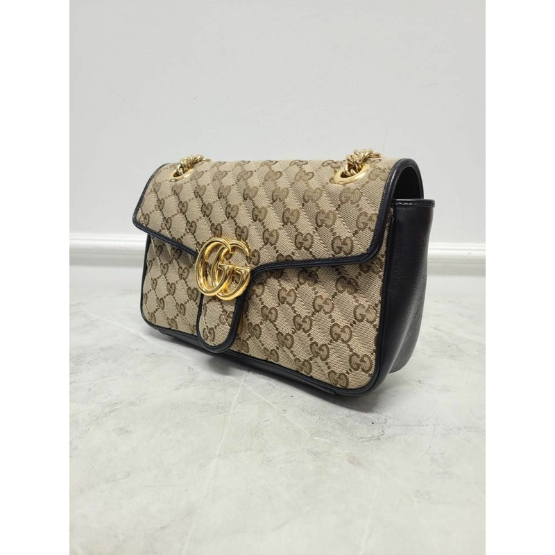 【包稅】GUCCI GG Marmont 米色馬特拉塞帆布小號肩背包-1