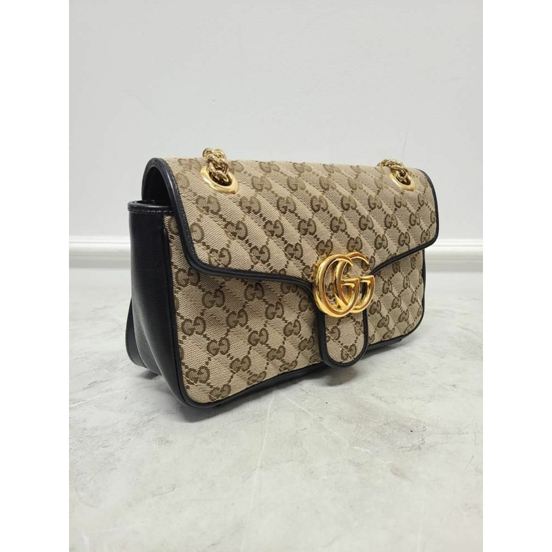 【包稅】GUCCI GG Marmont 米色馬特拉塞帆布小號肩背包-2