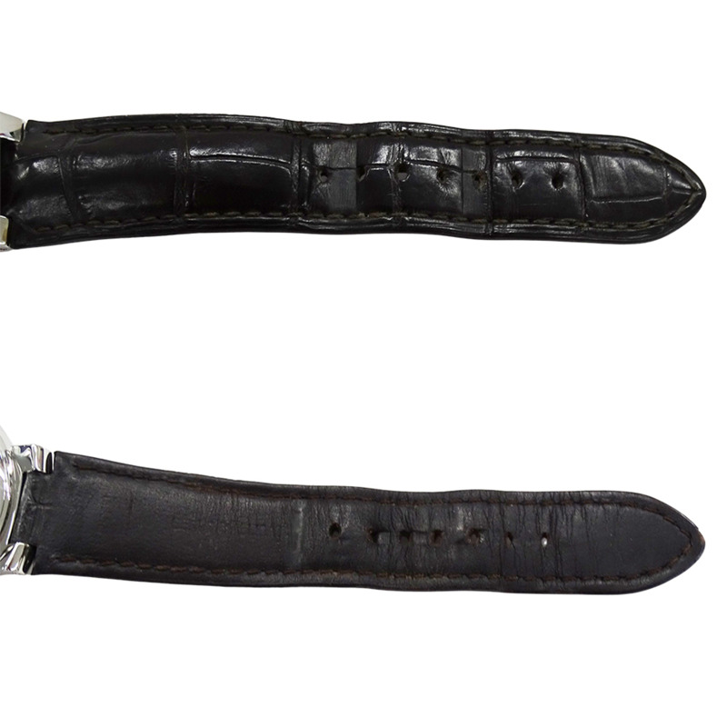 路易威登男士Tambour計時旅行自動腕錶，精鋼錶殼搭配皮錶帶，型號Q102L，拋光錶背-3