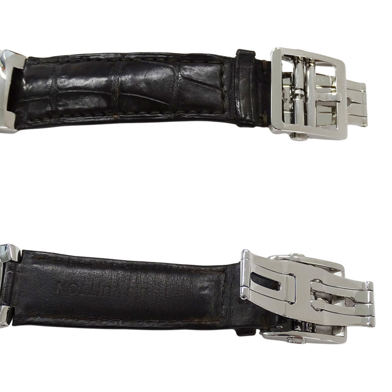 路易威登男士Tambour計時旅行自動腕錶，精鋼錶殼搭配皮錶帶，型號Q102L，拋光錶背-4