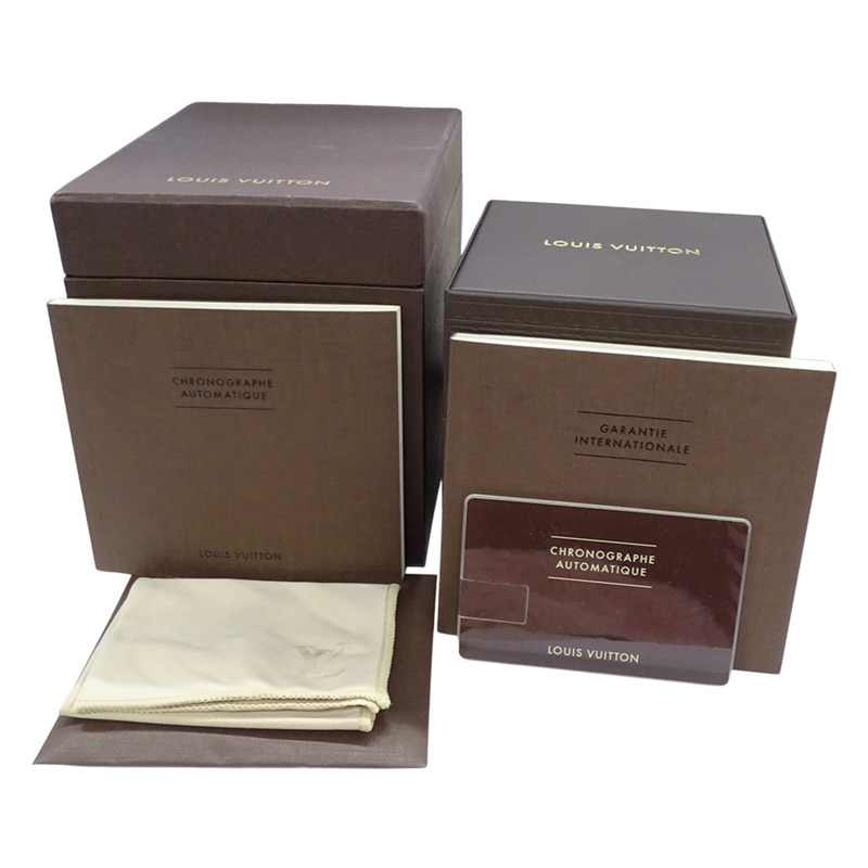 路易威登男士Tambour計時旅行自動腕錶，精鋼錶殼搭配皮錶帶，型號Q102L，拋光錶背-6