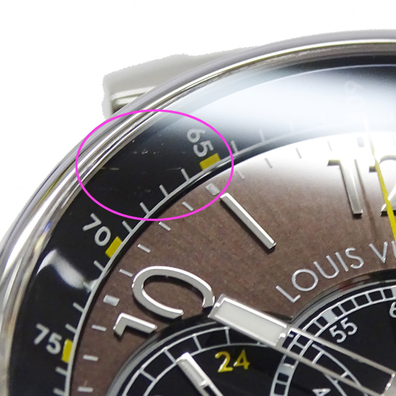 路易威登男士Tambour計時旅行自動腕錶，精鋼錶殼搭配皮錶帶，型號Q102L，拋光錶背-8