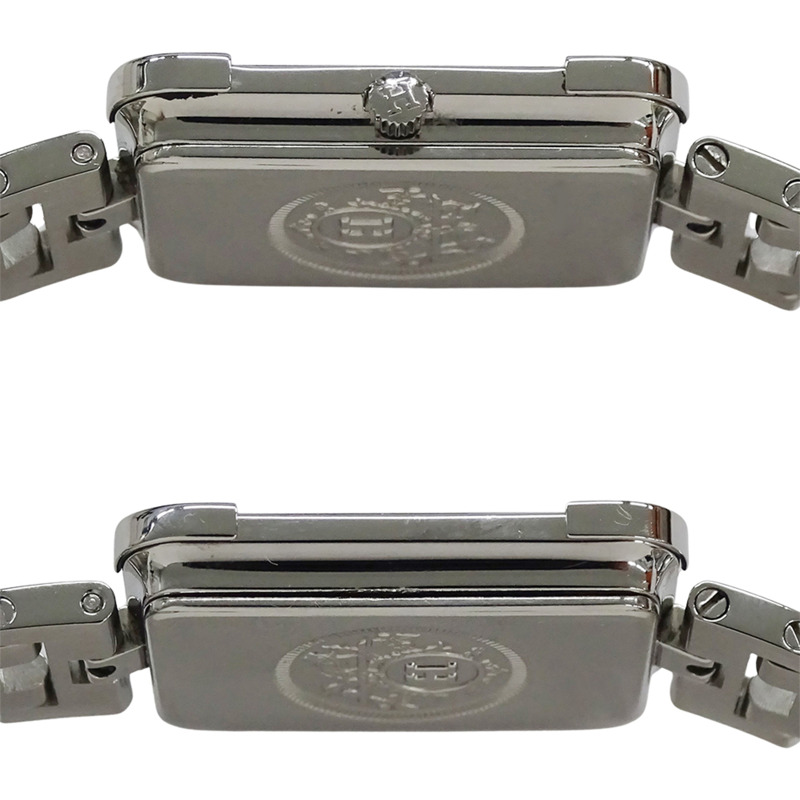 愛馬仕女士腕錶，貝殼石英機芯，不鏽鋼錶殼，CR2.210機芯，銀色，方形，拋光-2