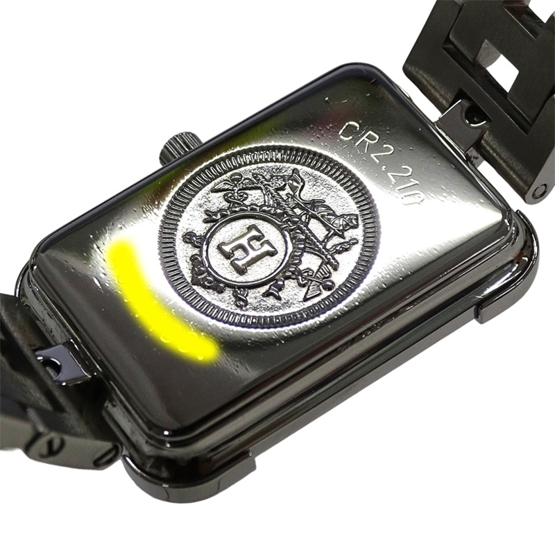 愛馬仕女士腕錶，貝殼石英機芯，不鏽鋼錶殼，CR2.210機芯，銀色，方形，拋光-6