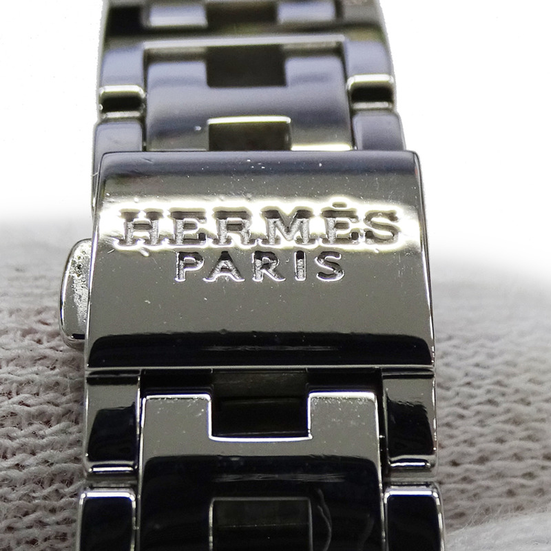 愛馬仕女士腕錶，貝殼石英機芯，不鏽鋼錶殼，CR2.210機芯，銀色，方形，拋光-9