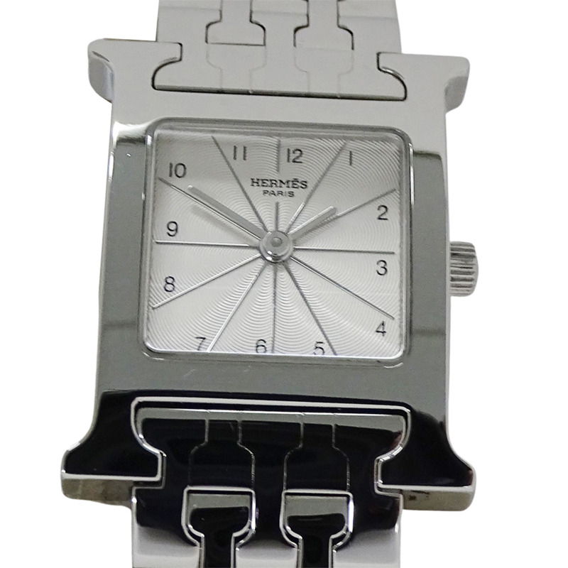 愛馬仕 H 系列女士石英 QZ 腕錶，不鏽鋼錶殼，型號 HH1.210，銀色拋光-1