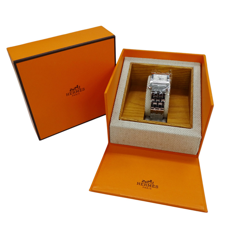 愛馬仕 H 系列女士石英 QZ 腕錶，不鏽鋼錶殼，型號 HH1.210，銀色拋光-7