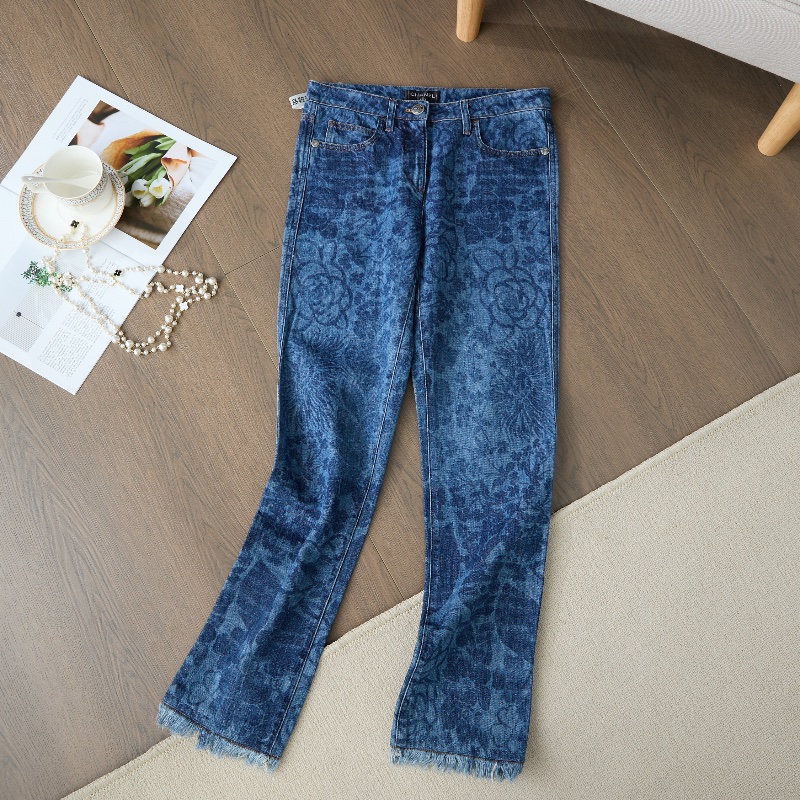 ❤️ CHANEL 山茶花圖案 好版型 牛仔褲-0