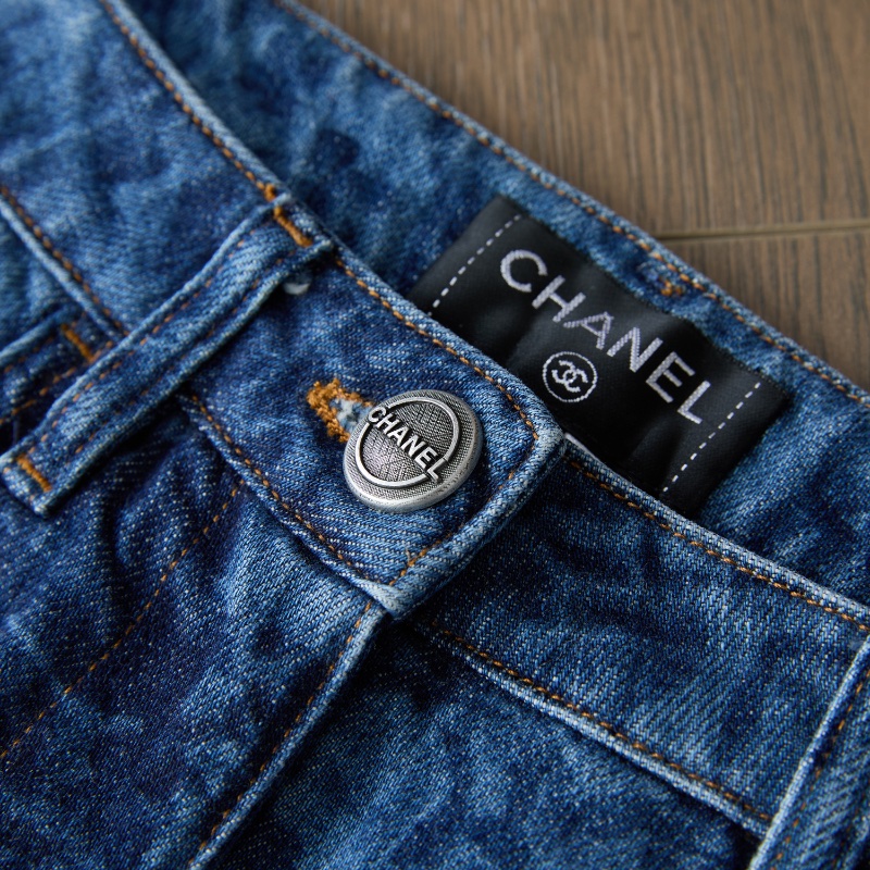 ❤️ CHANEL 山茶花圖案 好版型 牛仔褲-10
