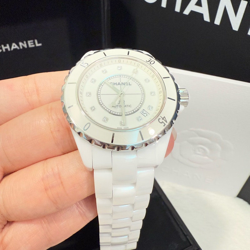 Chanel J12 白陶瓷 38mm 12點鑽款 機械錶-2