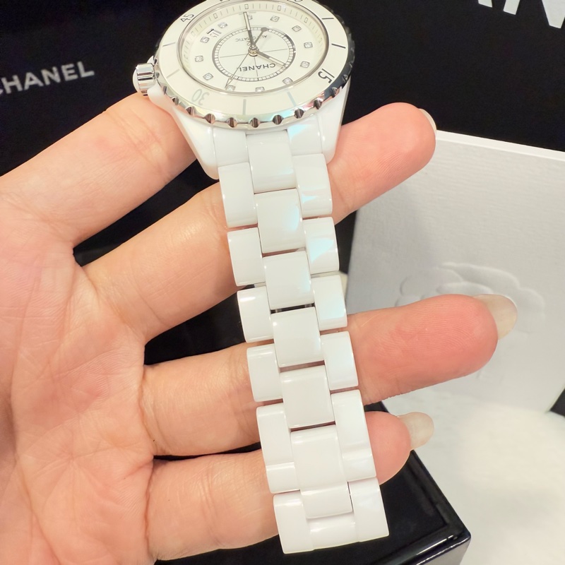 Chanel J12 白陶瓷 38mm 12點鑽款 機械錶-6