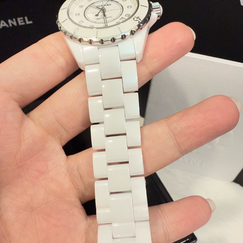 Chanel J12 白陶瓷 38mm 12點鑽款 機械錶-7