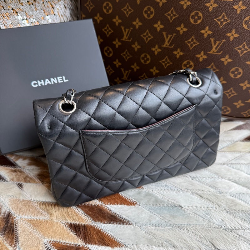 CHANEL菱格紋小羊皮銀鏈COCO包*CF25-2