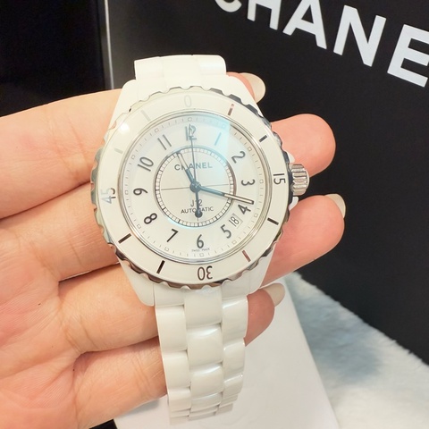 Chanel 香奈兒 白陶瓷J12  12鑽  38mm 機械錶