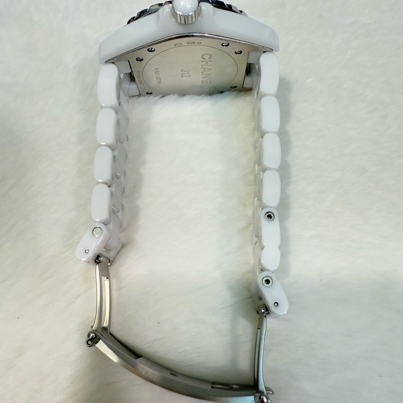 Chanel 香奈兒 白陶瓷J12 12鑽 38mm 機械錶-6