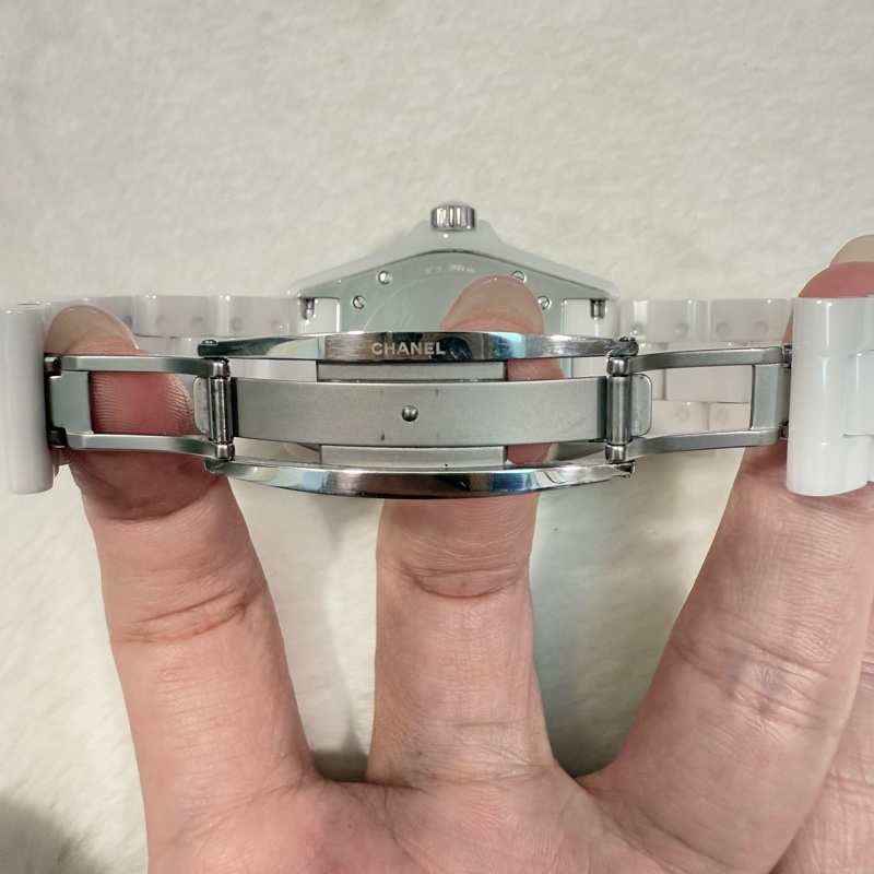 Chanel 香奈兒 白陶瓷J12 12鑽 38mm 機械錶-8