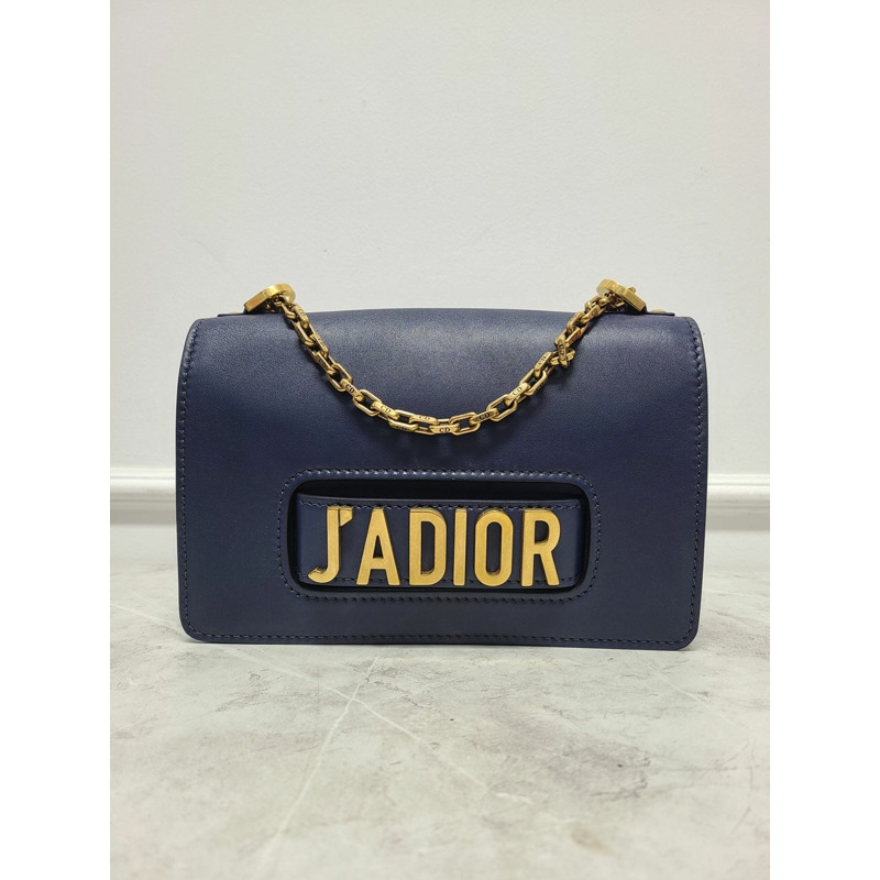 【包稅】DIOR 海軍藍皮革 J'adior 翻蓋金鍊單肩包-0