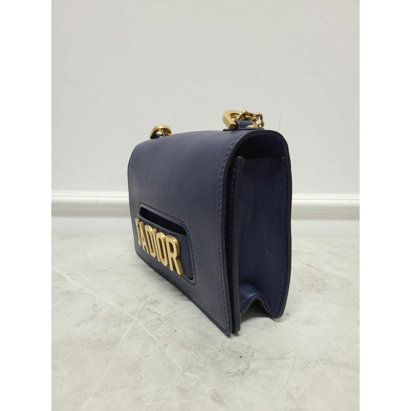【包稅】DIOR 海軍藍皮革 J'adior 翻蓋金鍊單肩包-1