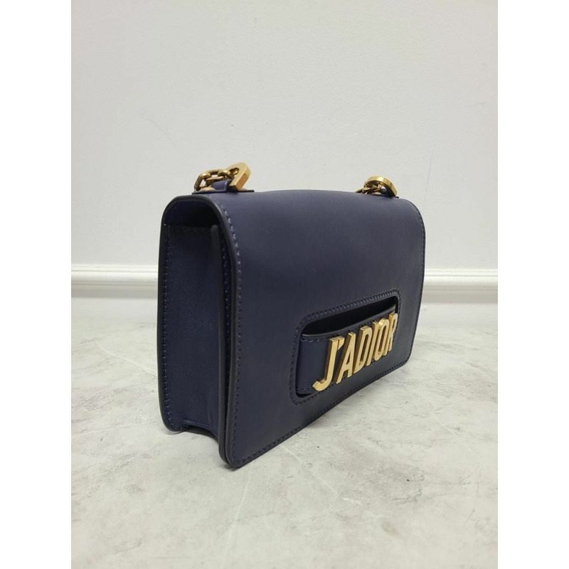 【包稅】DIOR 海軍藍皮革 J'adior 翻蓋金鍊單肩包-2