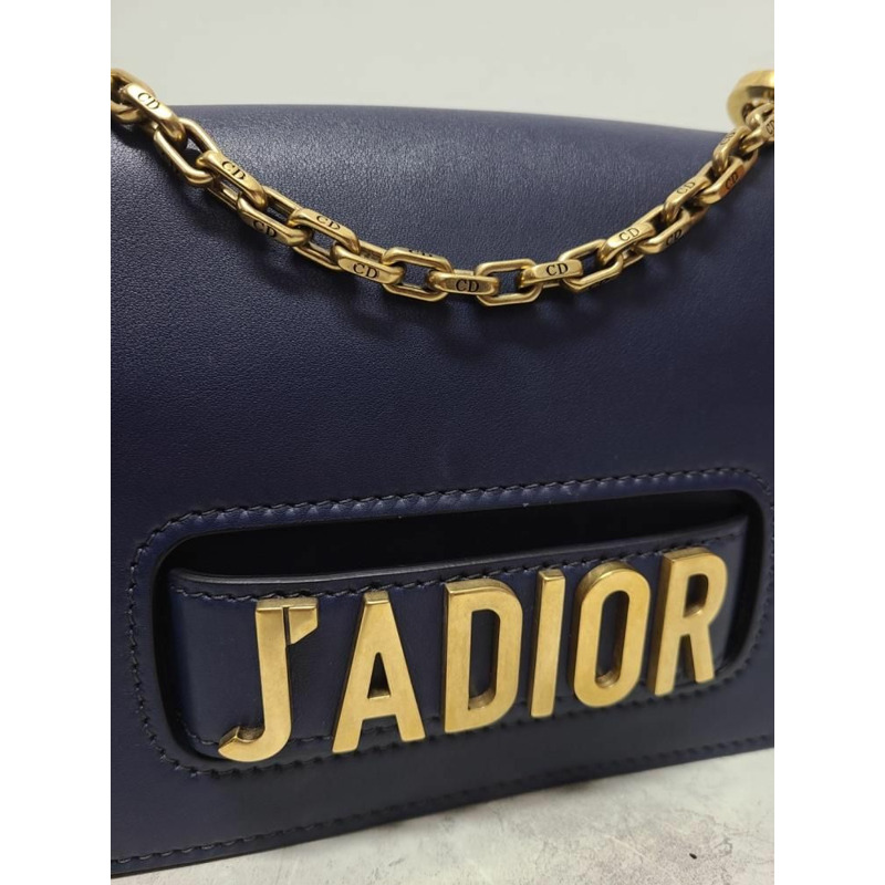 【包稅】DIOR 海軍藍皮革 J'adior 翻蓋金鍊單肩包-3