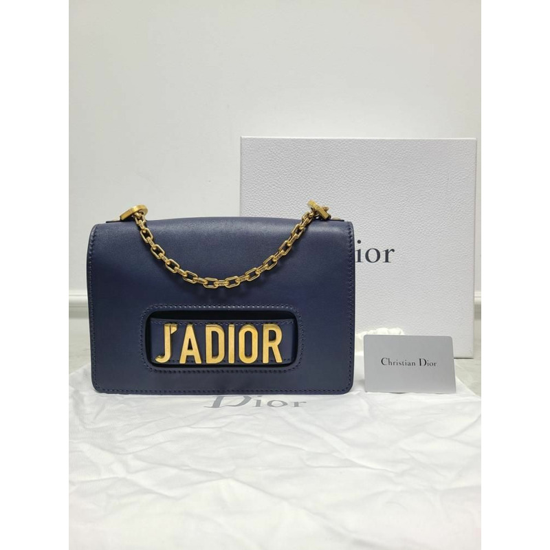 【包稅】DIOR 海軍藍皮革 J'adior 翻蓋金鍊單肩包-7