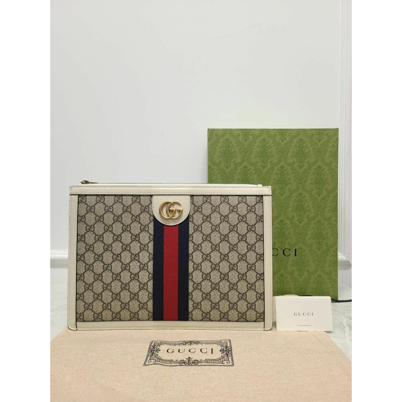 【包稅】GUCCI GG Supreme 白色 Ophidia 手拿包-6