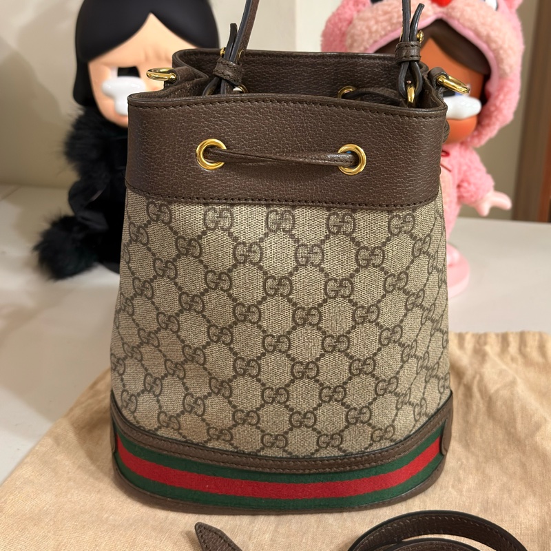 🚚趕過年前出貨🍙 GUCCI Ophidia帆布老花紅綠織帶水桶包🍙二手閒置品 誇張議價不回應-6