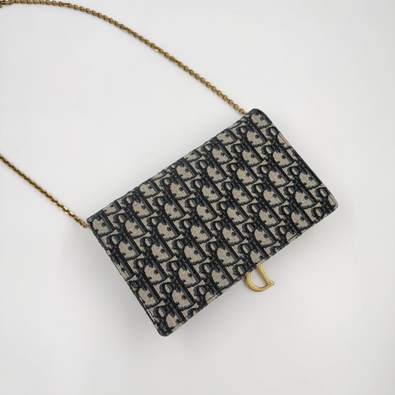 DIOR - 藍色緹花Saddle Oblique woc-1